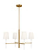 Generation Lighting Monroe Small Chandelier Burnished Brass Finish With White Linen Fabric Shades (KSC1074BBSGW)