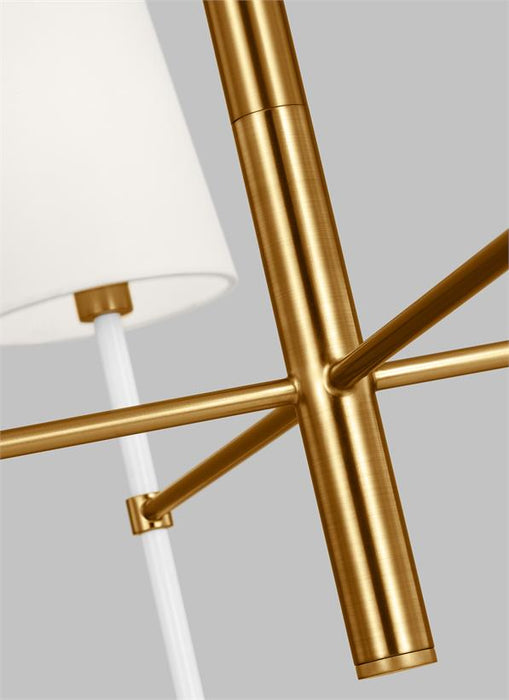 Generation Lighting Monroe Small Chandelier Burnished Brass Finish With White Linen Fabric Shades (KSC1074BBSGW)