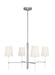Generation Lighting Monroe Small Chandelier Polished Nickel Finish With White Linen Fabric Shades (KSC1074PNGW)