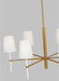 Generation Lighting Monroe Medium Chandelier Burnished Brass Finish With White Linen Fabric Shades (KSC1086BBSGW)