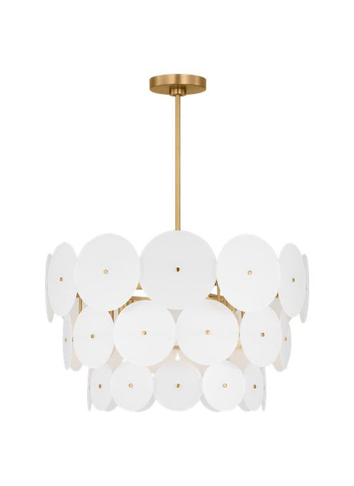 Generation Lighting Kate Spade Emery 12-Light Dimmable Chandelier Ceiling Pendant Light In Burnished Brass Finish With Glass Shades (KSC10912BBS)