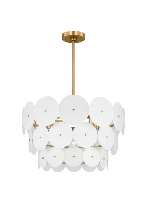 Generation Lighting Kate Spade Emery 12-Light Dimmable Chandelier Ceiling Pendant Light In Burnished Brass Finish With Glass Shades (KSC10912BBS)