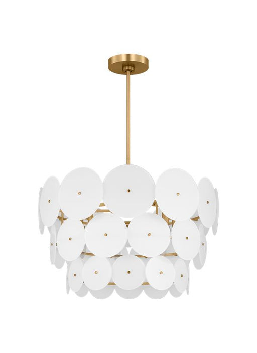 Generation Lighting Kate Spade Emery 12-Light Dimmable Chandelier Ceiling Pendant Light In Burnished Brass Finish With Glass Shades (KSC10912BBS)