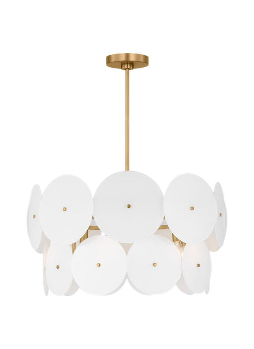 Generation Lighting Kate Spade Emery 6-Light Dimmable Chandelier Ceiling Pendant Light In Burnished Brass Finish With Glass Shades (KSC1106BBS)