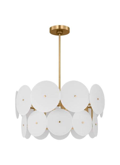 Generation Lighting Kate Spade Emery 6-Light Dimmable Chandelier Ceiling Pendant Light In Burnished Brass Finish With Glass Shades (KSC1106BBS)