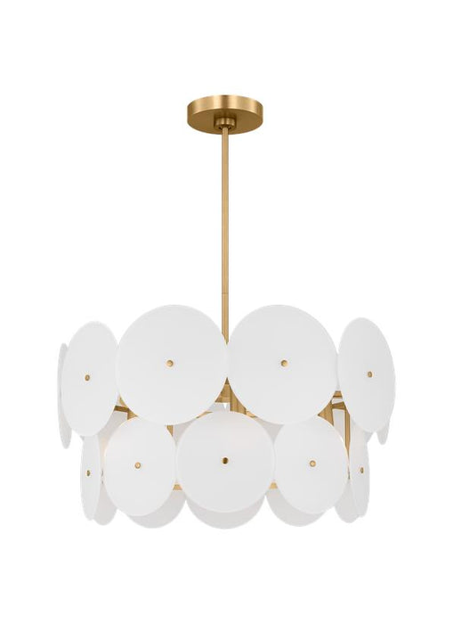 Generation Lighting Kate Spade Emery 6-Light Dimmable Chandelier Ceiling Pendant Light In Burnished Brass Finish With Glass Shades (KSC1106BBS)