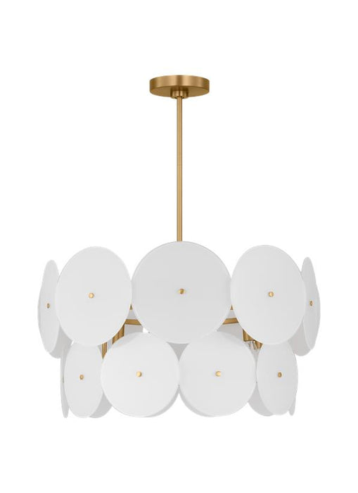 Generation Lighting Kate Spade Emery 6-Light Dimmable Chandelier Ceiling Pendant Light In Burnished Brass Finish With Glass Shades (KSC1106BBS)