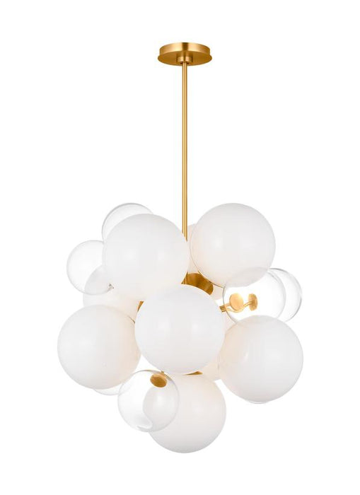 Generation Lighting Kate Spade New York Aria 9-Light Medium Chandelier In Burnished Brass Finish With Milk Glass Shades And Clear Glass Shades (KSC1109BBS)