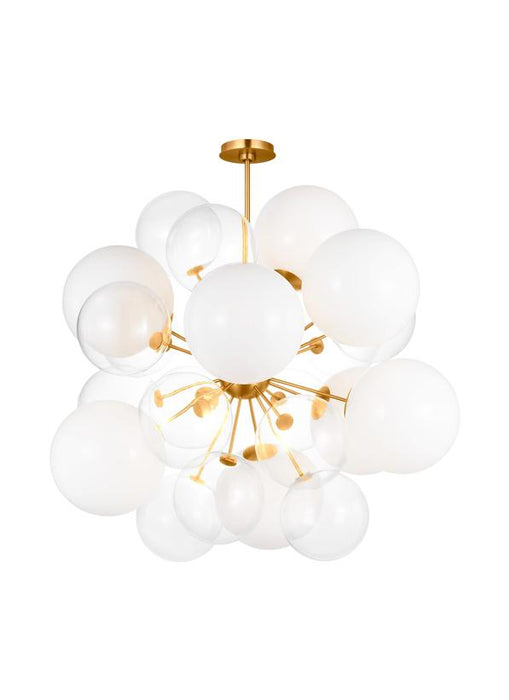 Generation Lighting Kate Spade New York Aria 9-Light Large Chandelier In Burnished Brass Finish With Milk Glass Shades And Clear Glass Shades (KSC1119BBS)