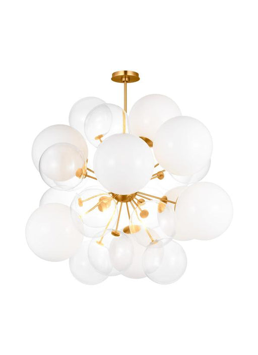 Generation Lighting Kate Spade New York Aria 9-Light Large Chandelier In Burnished Brass Finish With Milk Glass Shades And Clear Glass Shades (KSC1119BBS)