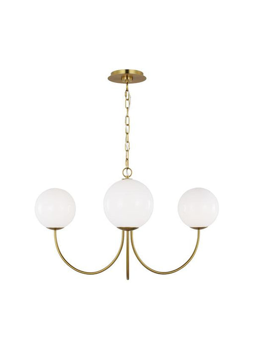 Generation Lighting Kate Spade New York Noemie 3-Light Medium Chandelier In Burnished Brass Finish With Milk Glass Shades (KSC1133BBS)