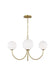 Generation Lighting Kate Spade New York Noemie 3-Light Medium Chandelier In Burnished Brass Finish With Milk Glass Shades (KSC1133BBS)