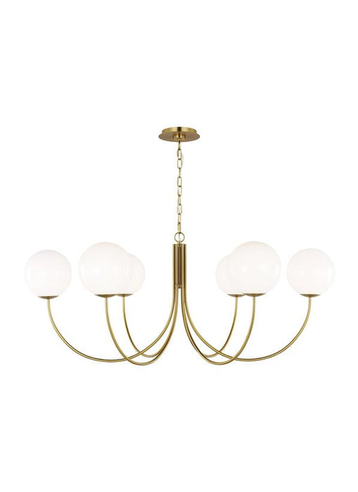 Generation Lighting Kate Spade New York Noemie 6-Light Extra Large Chandelier In Burnished Brass Finish With Milk Glass Shades (KSC1146BBS)