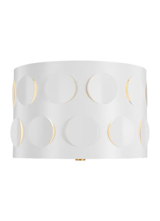 Generation Lighting Dottie Small Flush Mount Burnished Brass Finish With Etched Glass Diffuser And Matte White Steel Shade (KSF1002BBS)