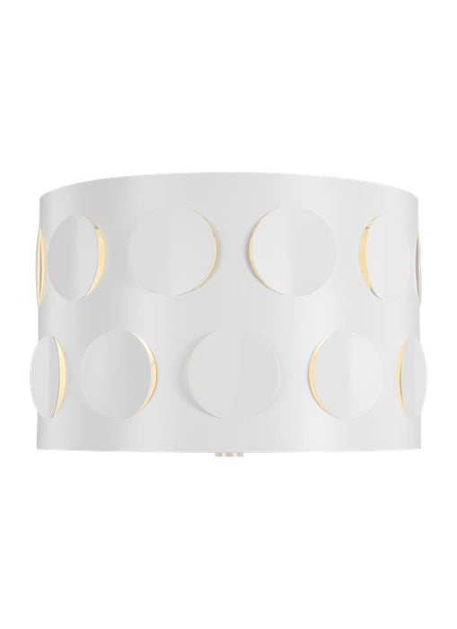 Generation Lighting Dottie Small Flush Mount Polished Nickel Finish With Etched Glass Diffuser And Matte White Steel Shade (KSF1002PN)