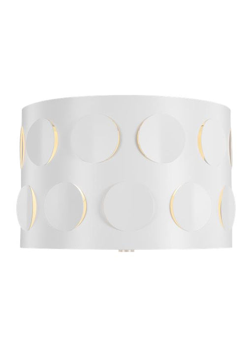 Generation Lighting Dottie Small Flush Mount Polished Nickel Finish With Etched Glass Diffuser And Matte White Steel Shade (KSF1002PN)