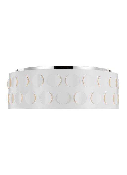 Generation Lighting Dottie Large Flush Mount Polished Nickel Finish With Etched Glass Diffuser And Matte White Steel Shade (KSF1024PN)