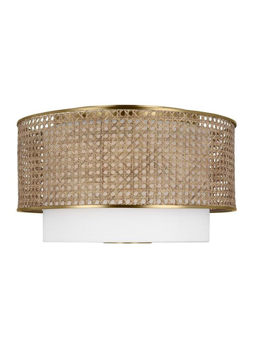 Generation Lighting Sawyer Transitional 3-Light Flush Mount In Blonde Rattan Finish With Glass Diffuser And Blonde Rattan Shade(KSF1043BBSBRTN)