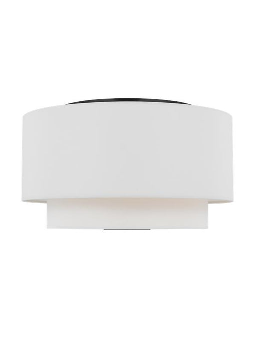 Generation Lighting Kate Spade Sawyer 3-Light Dimmable Ceiling Flush Mount In Midnight Black Finish With White Linen Fabric Shade (KSF1043MBK)