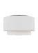 Generation Lighting Kate Spade Sawyer 3-Light Dimmable Ceiling Flush Mount In Midnight Black Finish With White Linen Fabric Shade (KSF1043MBK)