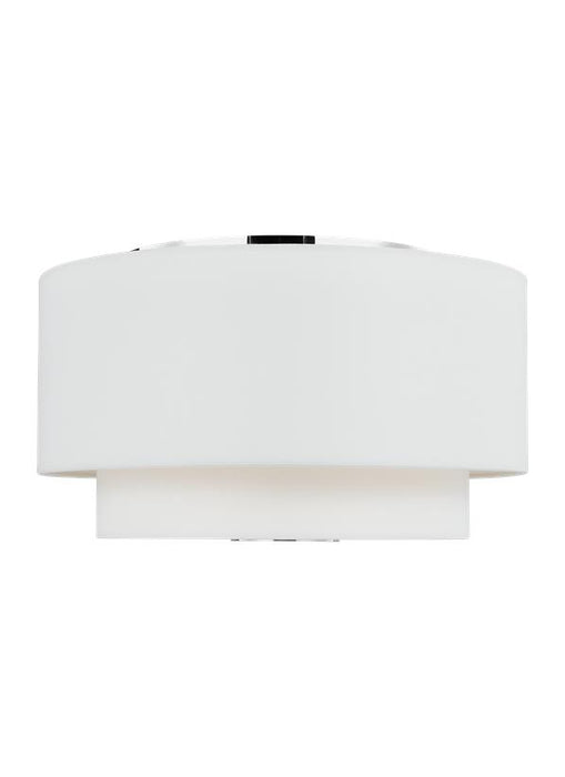 Generation Lighting Sawyer Flush Mount Polished Nickel With Silk Screen White Inside Clear Outside Glass Diffuser/White Linen Fabric Shade (KSF1043PN)