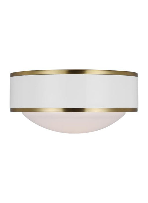 Generation Lighting Monroe LED Flush Mount Burnished Brass Finish With Milk White Glass Shade (KSF1061BBSGW)