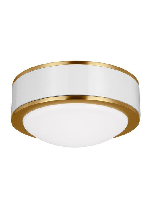 Generation Lighting Monroe LED Flush Mount Burnished Brass Finish With Milk White Glass Shade (KSF1061BBSGW)