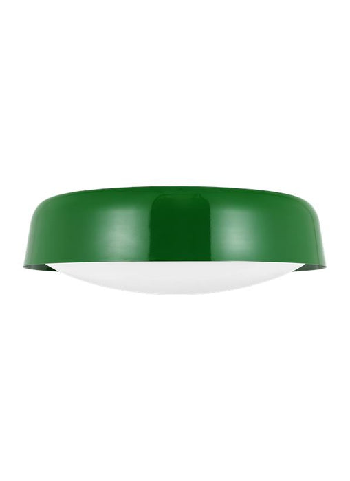 Generation Lighting Kate Spade Draper 2-Light Dimmable Large Flush Mount In Green Finish With Milk Glass Shade (KSF1102GRN)