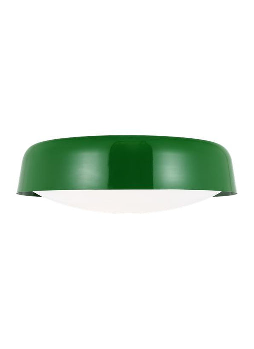 Generation Lighting Kate Spade Draper 2-Light Dimmable Large Flush Mount In Green Finish With Milk Glass Shade (KSF1102GRN)