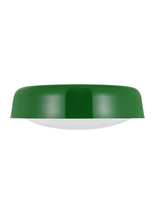 Generation Lighting Kate Spade Draper 2-Light Dimmable Large Flush Mount In Green Finish With Milk Glass Shade (KSF1102GRN)