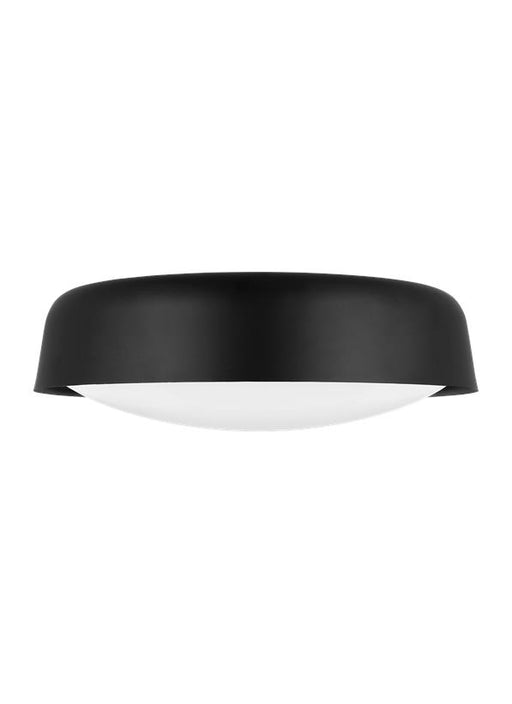 Generation Lighting Kate Spade Draper 2-Light Dimmable Large Flush Mount In Midnight Black Finish With Milk Glass Shade (KSF1102MBK)