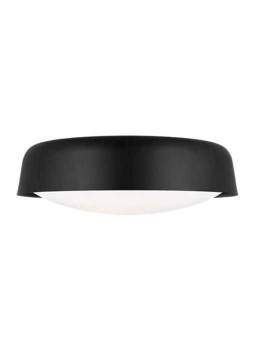 Generation Lighting Kate Spade Draper 2-Light Dimmable Large Flush Mount In Midnight Black Finish With Milk Glass Shade (KSF1102MBK)