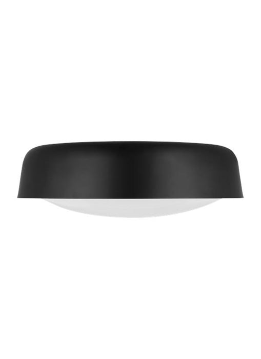 Generation Lighting Kate Spade Draper 2-Light Dimmable Large Flush Mount In Midnight Black Finish With Milk Glass Shade (KSF1102MBK)