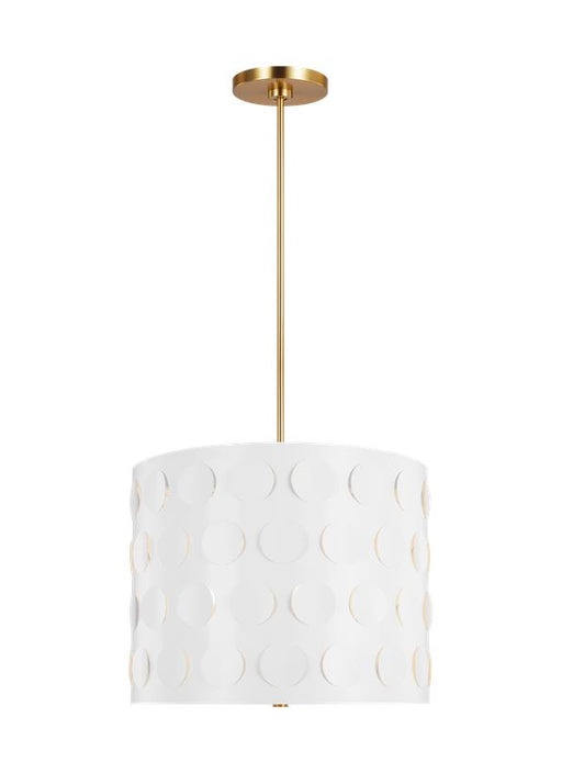 Generation Lighting Dottie Large Pendant Burnished Brass Finish With Etched Glass Diffuser And Matte White Steel Shade (KSP1003BBS)
