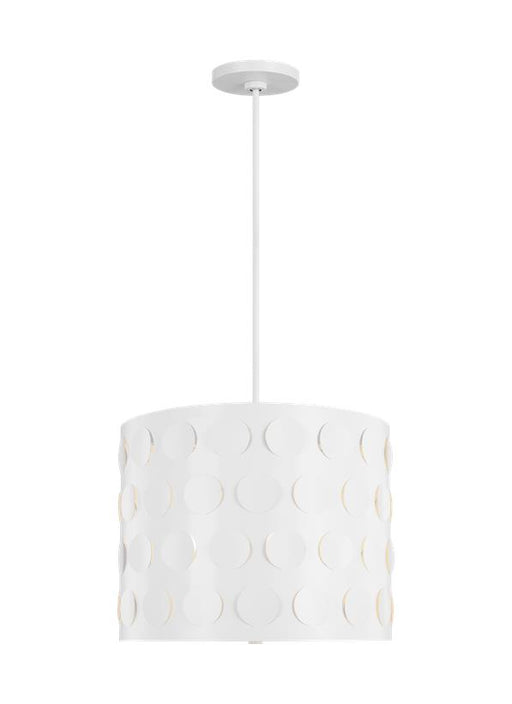 Generation Lighting Dottie Large Pendant Matte White Finish With Etched Glass Diffuser And Matte White Steel Shade (KSP1003MWT)