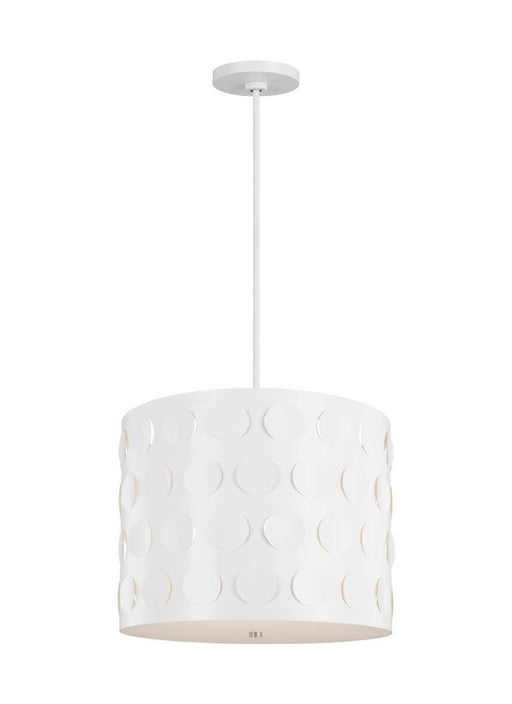 Generation Lighting Dottie Large Pendant Matte White Finish With Etched Glass Diffuser And Matte White Steel Shade (KSP1003MWT)