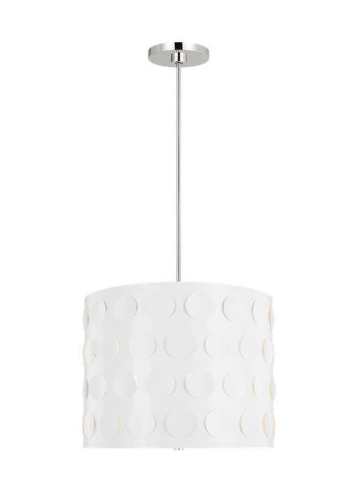 Generation Lighting Dottie Large Pendant Polished Nickel Finish With Etched Glass Diffuser And Matte White Steel Shade (KSP1003PN)