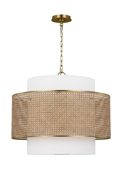 Generation Lighting Sawyer Transitional 3-Light Pendant In Blonde Rattan Finish With Glass Diffuser And Blonde Rattan Shade(KSP1043BBSBRTN)