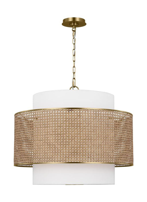 Generation Lighting Sawyer Transitional 3-Light Pendant In Blonde Rattan Finish With Glass Diffuser And Blonde Rattan Shade(KSP1043BBSBRTN)
