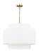 Generation Lighting Sawyer Pendant Burnished Brass With Silk Screen White Inside Clear Outside Glass Diffuser/White Linen Fabric Shade (KSP1043BBS)