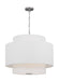 Generation Lighting Sawyer Pendant Polished Nickel With Silk Screen White Inside Clear Outside Glass Diffuser/White Linen Fabric Shade (KSP1043PN)
