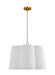 Generation Lighting Bronte Transitional 4-Light Indoor Dimmable Large Hanging Shade Ceiling Chandelier Light Burnished Brass Gold-White Linen Fabric Shade (KSP1094BBS)