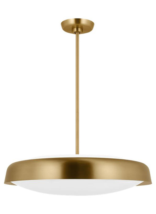 Generation Lighting Kate Spade Draper 3-Light Dimmable Extra Large Pendant Hanging Chandelier Light In Burnished Brass Finish With Burnished Brass Steel Shade (KSP1133BBS)