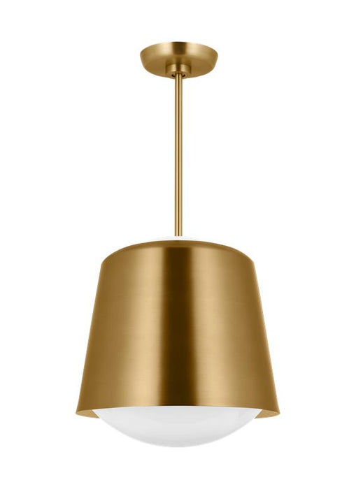 Generation Lighting Kate Spade Draper 1-Light Dimmable Small Pendant In Burnished Brass Finish With Burnished Brass Steel Shade (KSP1141BBS)