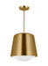 Generation Lighting Kate Spade Draper 1-Light Dimmable Small Pendant In Burnished Brass Finish With Burnished Brass Steel Shade (KSP1141BBS)