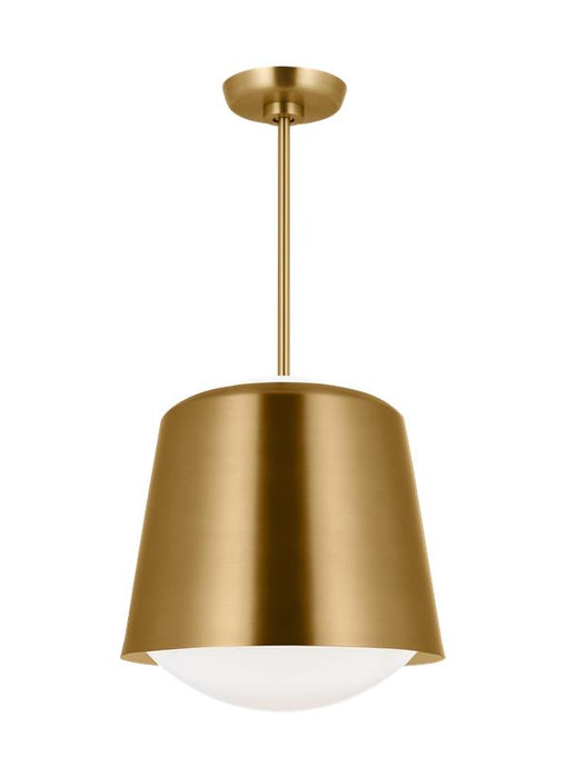 Generation Lighting Kate Spade Draper 1-Light Dimmable Small Pendant In Burnished Brass Finish With Burnished Brass Steel Shade (KSP1141BBS)