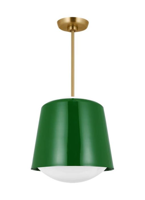 Generation Lighting Kate Spade Draper 1-Light Dimmable Small Pendant In Green Finish With Green Steel Shade (KSP1141GRN)