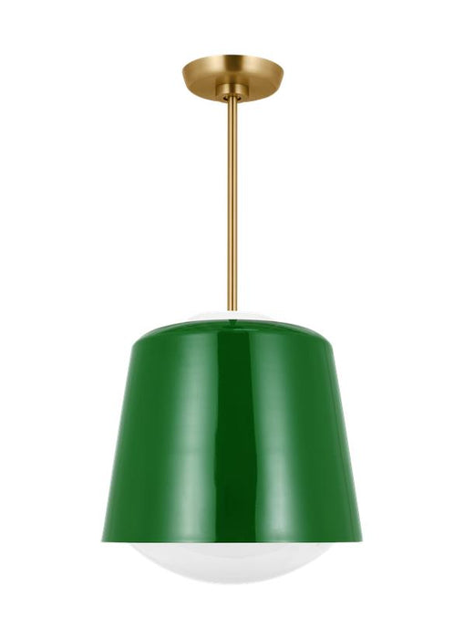 Generation Lighting Kate Spade Draper 1-Light Dimmable Small Pendant In Green Finish With Green Steel Shade (KSP1141GRN)