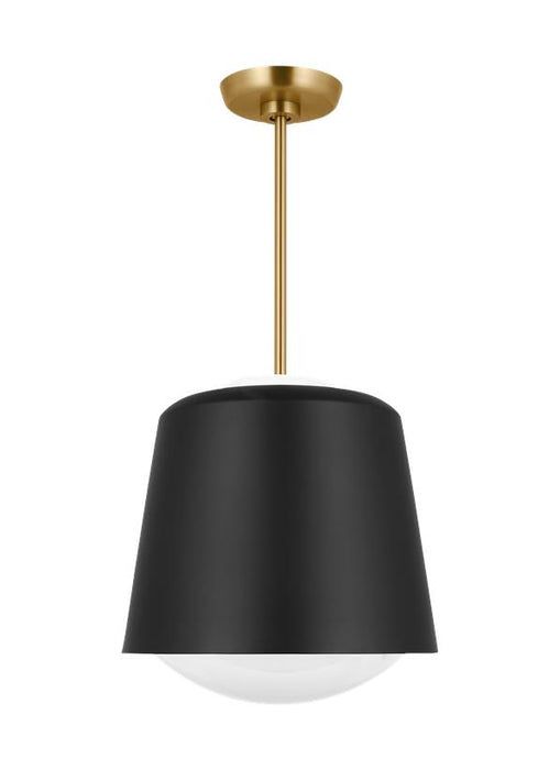 Generation Lighting Kate Spade Draper 1-Light Dimmable Small Pendant In Midnight Black Finish With Midnight Black Steel Shade (KSP1141MBK)