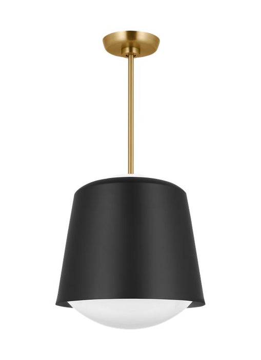 Generation Lighting Kate Spade Draper 1-Light Dimmable Small Pendant In Midnight Black Finish With Midnight Black Steel Shade (KSP1141MBK)